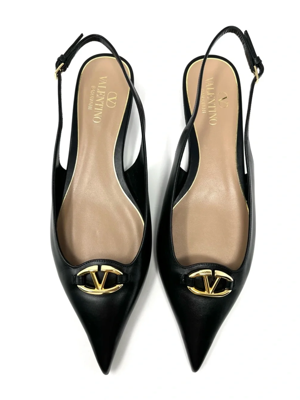 NEW NWT Valentino Garavani Black VLogo Slingback Ballerina Pointed Toe Flats 40 - Picture 3 of 11